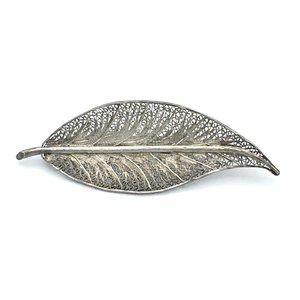 FILIGREE sterling silver leaf brooch - vintage antique delicately made 2.5" pin